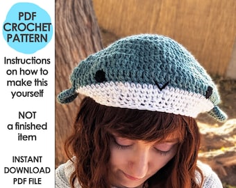 Whale Beret Crochet Pattern, Crochet Hat Pattern, Whale Hat, Crochet Beret