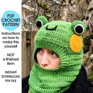 Froggy Balaclava Crochet Pattern, frog hat, crochet gift, crochet frog hat, mori girl, cottage core