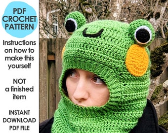 Froggy Balaclava Crochet Pattern, frog hat, crochet gift, crochet frog hat, mori girl, cottage core