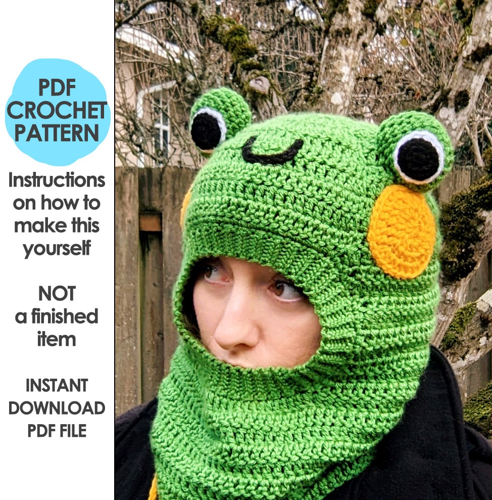 Froggy Balaclava Crochet Pattern Hat Gift - Etsy Denmark