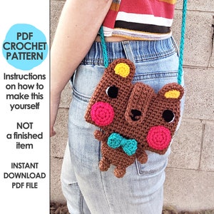 Sweet Bear Phone Purse Crochet Pattern, Crochet Phone Holder, Bear Phone Bag