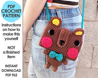 Sweet Bear Phone Purse Crochet Pattern, Crochet Phone Holder, Bear Phone Bag