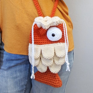 crochet fish bag pattern, crochet purse pattern, fish purse, koi fish bag, animal purse, kawaii bag image 6