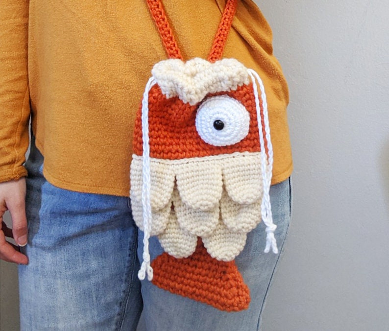 crochet fish bag pattern, crochet purse pattern, fish purse, koi fish bag, animal purse, kawaii bag image 6