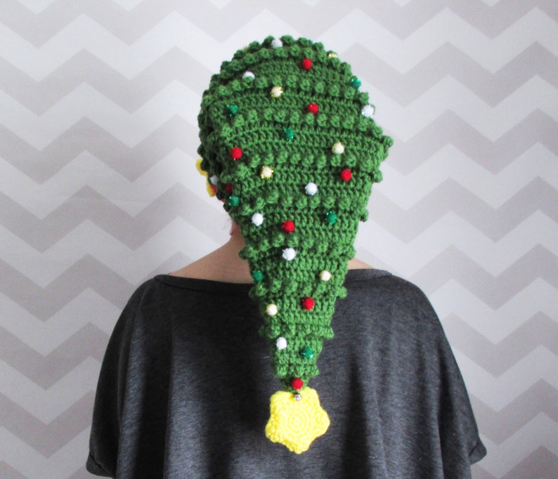 crochet christmas hat pattern, christmas tree hat, novelty christmas hat, crochet christmas tree, ugly sweater party, christmas crochet image 7