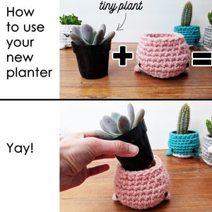 sloth planter crochet pattern, mini succulent planter, hanging crochet planter, animal planter, sloth crochet image 8