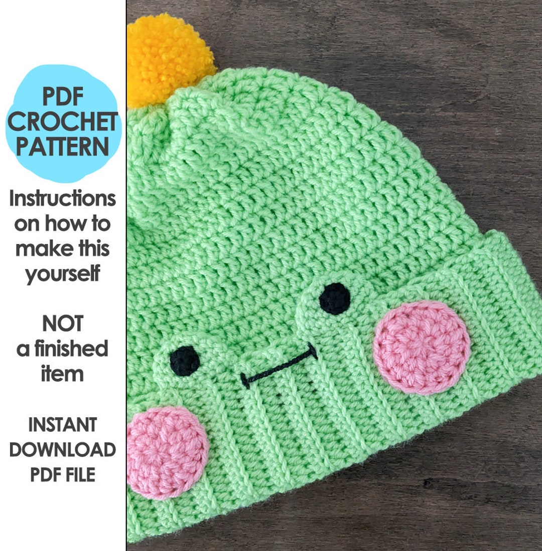 froggy-fold-over-beanie-hat-crochet-pattern-crochet-hat-pattern-kawaii-frog-hat-crochet-beanie-etsy