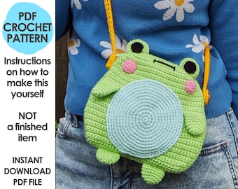 Crossbody Froggy Bag Crochet Pattern, Frog, Toad, Crochet Purse, Kawaii