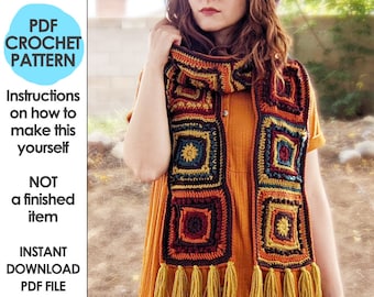 Hand Me Down Wizard Scarf, Crochet Scarf Pattern, Fall Autumn Scarf