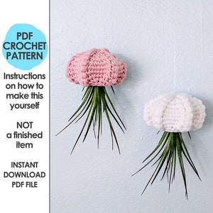 hanging air planter crochet pattern, jellyfish air planter, air plant hanger, mori girl, cottage core decor