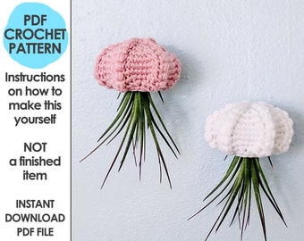 hanging air planter crochet pattern, jellyfish air planter, air plant hanger, mori girl, cottage core decor