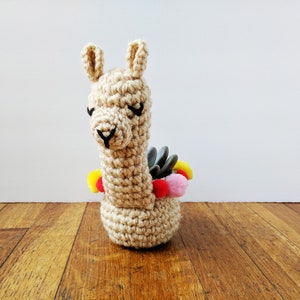 llama planter crochet pattern, crochet mini planter, succulent planter, cactus plant pot cover, alpaca crochet planter, crochet home decor image 3