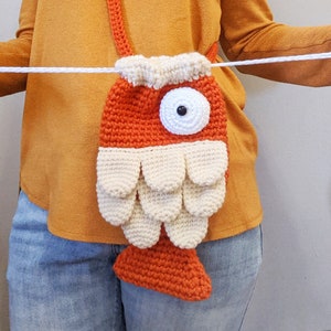 crochet fish bag pattern, crochet purse pattern, fish purse, koi fish bag, animal purse, kawaii bag image 5