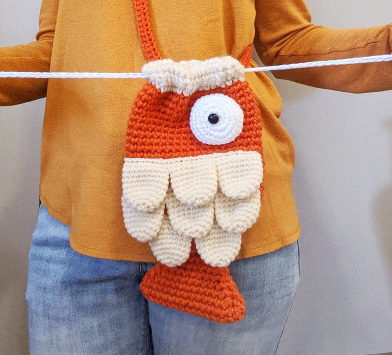 crochet fish bag pattern, crochet purse pattern, fish purse, koi fish bag, animal purse, kawaii bag image 5