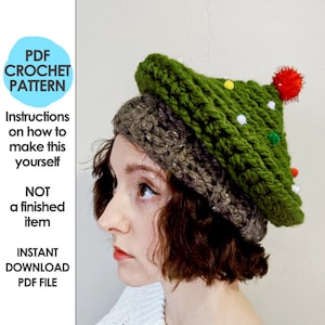 Christmas Tree Hat Crochet Pattern, christmas tree hat, novelty christmas hat, crochet christmas tree, ugly sweater party, christmas crochet