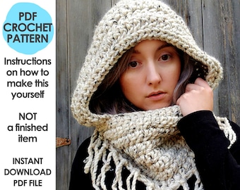 crochet pattern, cowl pattern, chunky hooded cowl, hooded cowl, fantasy, elf hood, men hooded scarf, womens hooded cowl, mothers day gift