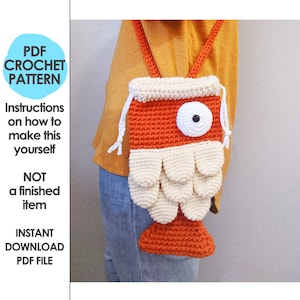 crochet fish bag pattern, crochet purse pattern, fish purse, koi fish bag, animal purse, kawaii bag
