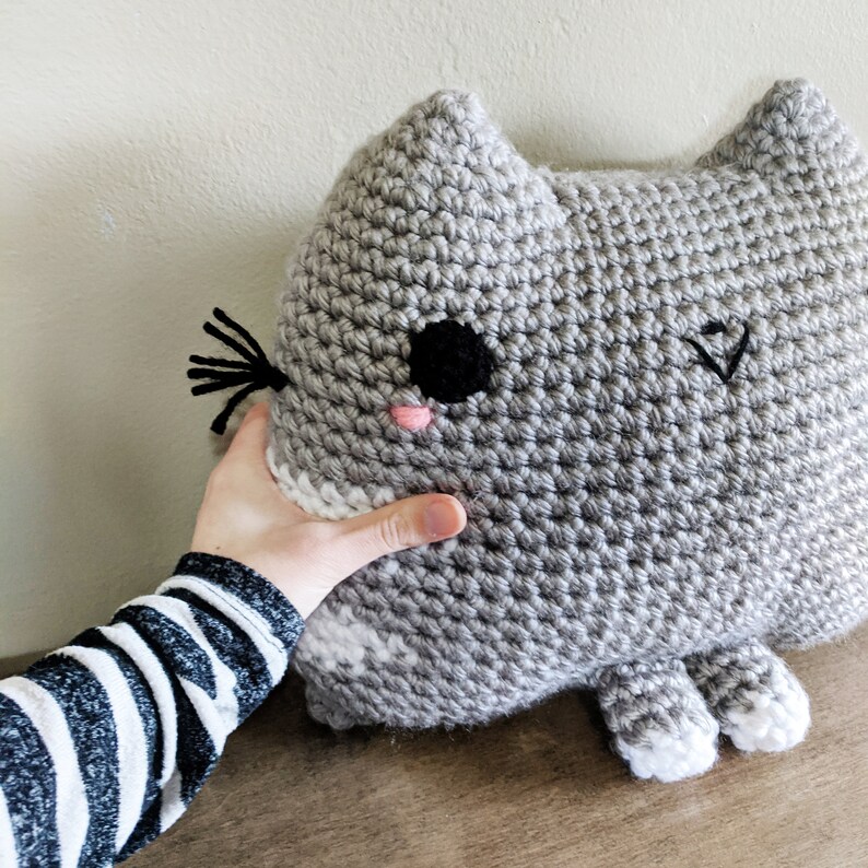 Chubby Cat Pillow Crochet Pattern, Stuffed Animal Amigurumi, Kawaii Plushie image 4