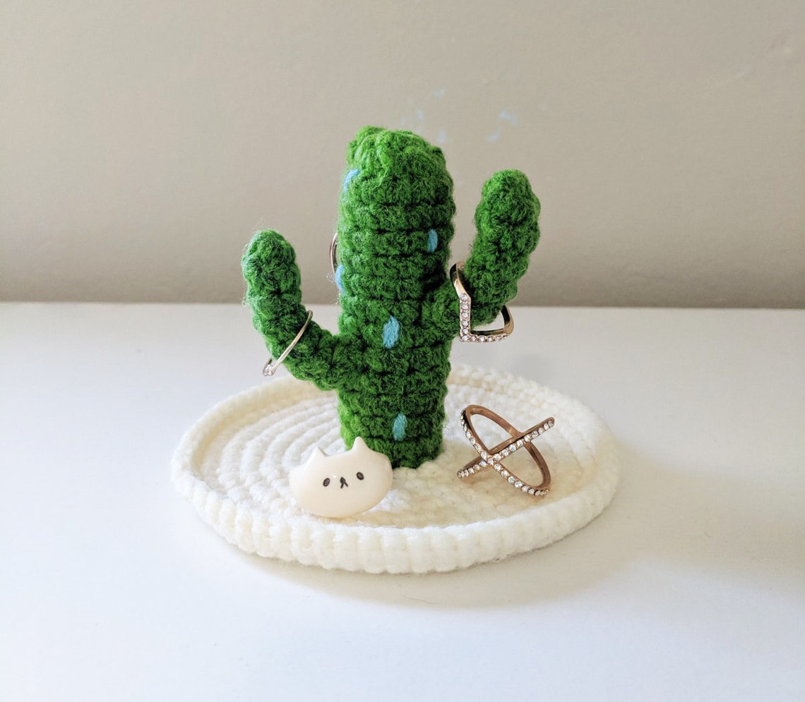 Cactus jewelry holder crochet pattern ring holder jewelry Etsy