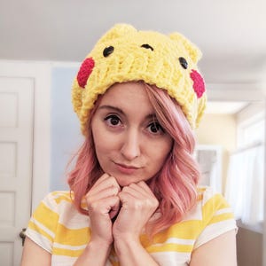 crochet pattern, pokemon crochet pattern, slouchy hat crochet pattern, pikachu hat, pokemon, crochet hat, pokemon hat, pokemon cosplay image 7