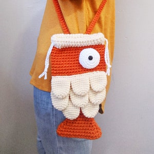 crochet fish bag pattern, crochet purse pattern, fish purse, koi fish bag, animal purse, kawaii bag image 3