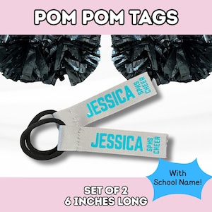 6 inch Custom Pom Pom Tags|Personalized Cheer Name Tags|Custom Cheer Tags|Cheerleader Gift|Name Tag|Buddy Gift|Cheer Team|Dance Team