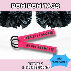 4 inch Custom Pom Pom Tags|Personalized Cheer Name Tags|Custom Cheer Tags|Cheerleader Gift|Name Tag|Buddy Gift|Cheer Team|Dance Team
