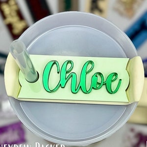 Personalized Stanley Topper, Custom Tumbler Name Tag, 20 oz, 30 oz, 40 oz, Pastel Name Plate, Stanley Cup Lid, Stanley Accessories