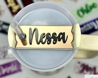 Stanley Topper Mirror Name Plate, Custom Tumbler Name Tag, 20, 30 oz, 40 oz, Personalized Tumbler Lid, Gift for Her, Stanley Accessories