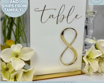 Wedding Table Numbers, Acrylic 3D Gold Mirror Signs, Wedding Decor, Party Bar Mitzvah