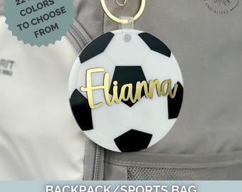 Custom Soccer Bag Tag, Personalized Name Keychain, Team Gift for Athletes, Kids Sports Tag, Travel Team