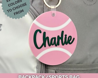 Custom Tennis Bag Tag, Personalized Name Keychain, Team Gift for Athletes, Kids Sports Tag, Travel Team