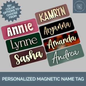Personalized Business Name Tag, Custom Acrylic Name Badge, Magnetic Name Tag, Employee Name Badge, Script and Print Name