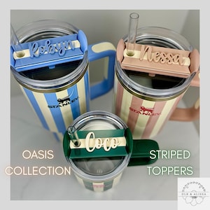 Stanley Name Tag, Toppers for Stanley Oasis Collection, Personalized Tumbler Lid, Stanley Cup Accessories Name Plate, Stanley Stripes Topper