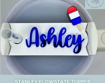 Stanley Personalized USA Popsicle Topper, Patriotic Name Plate, Stanley Cup Accessories, Memorial Day July 4th