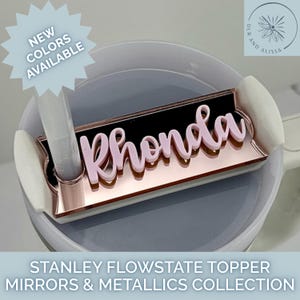 Personalized Stanley Topper, Custom Tumbler Name Tag, H2.0 Flowstate Topper, Mirror Metallic Name Plate, Stanley Accessories bild 1