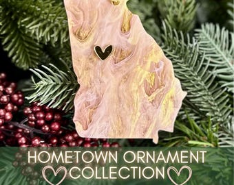 Custom State Christmas Ornament: Hometown Heart Acrylic Tree Decor