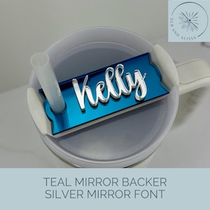 Personalized Stanley Topper, Custom Tumbler Name Tag, H2.0 Flowstate Topper, Mirror Metallic Name Plate, Stanley Accessories bild 7