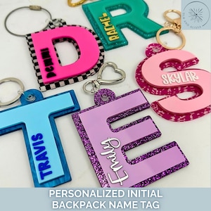 Personalized Initial Letter Backpack Name Tag, Custom Boys Lunchbox Name Keychain, Back To School Kids Gifts, Sports Bag Girl Name Charm