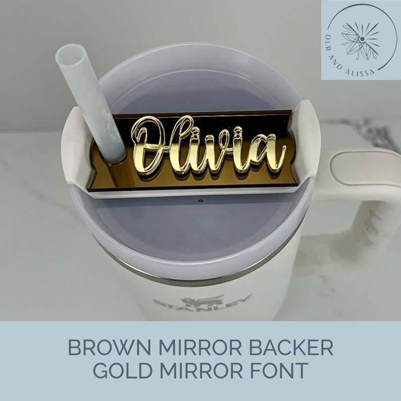 Personalized Stanley Topper, Custom Tumbler Name Tag, H2.0 Flowstate Topper, Mirror Metallic Name Plate, Stanley Accessories bild 3