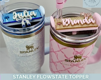 Stanley Loveshack Fancy Holiday Topper Collection, Personalized Name Plate, Stanley Flowstate Cup Accessories, Coquette Bow