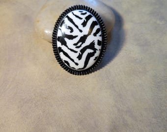 Zebra Print Brooch | Black, White Animal Print Afrocentric Pin | Bold, Safari Chic Statement Jewelry