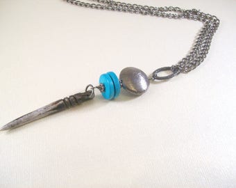 Storm Cloud necklace | gunmetal gray, teal