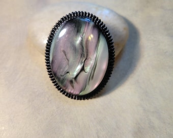 Aurora Print Brooch | Black, Pink, Green Iridescent Pin | Bold Statement Jewelry for Elevated Casual or Dressy Outfits