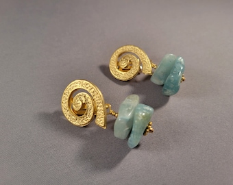 Blue Rock Cloud clip on earrings | Boho luxe earthy chic | agate stone