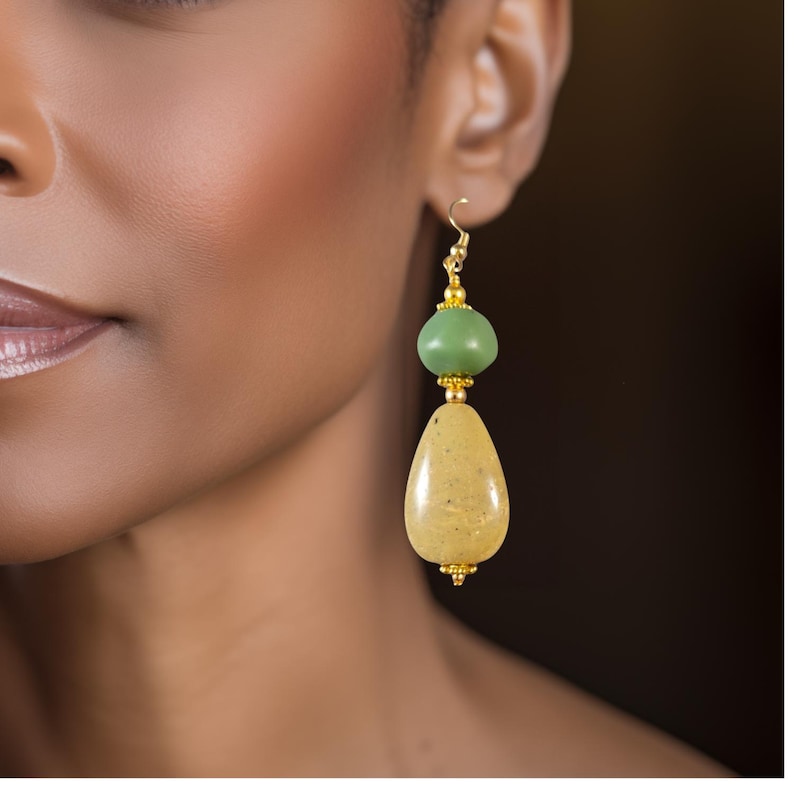Sage Green & Beige Casual Earrings
