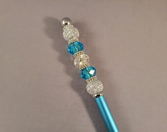 Beaded Stylus - turquoise, clear & silver