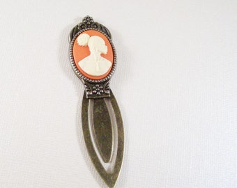Hagar bookmark orange and ivory ethnic African American cameo from The Radiant Inspiration collection, gift for book lover
