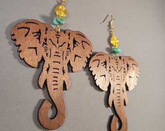 Elephas Chic brown with turquoise earrings | bold safari Afrocentric