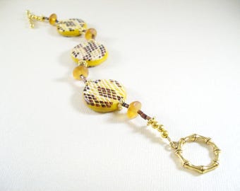 Conda bracelet | yellow and brown snake print